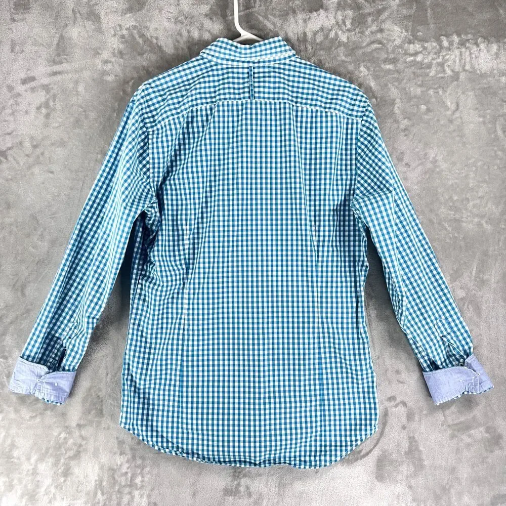 Banana Republic Men’s Medium Tailored Slim Fit Blue White Gingham Button Down